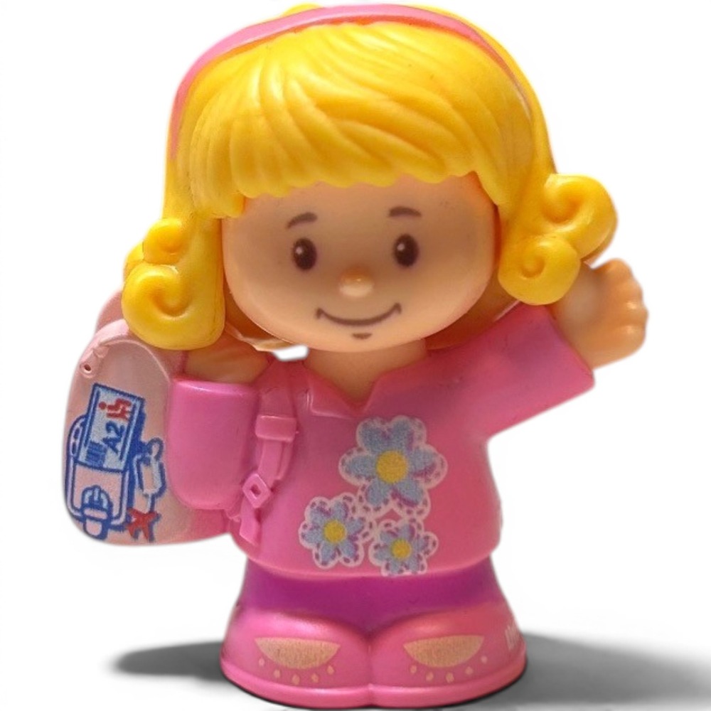 Fisher-Price Little People Emma Figure Pink Backpack Blonde Hair 2016 Mattel